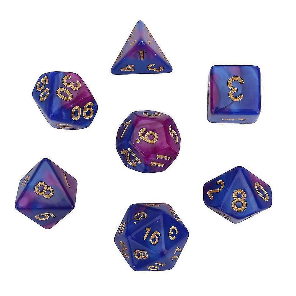 Purple&Blue Irregular Shape Polyhedral Dices Set for Colorful Table RPG Games