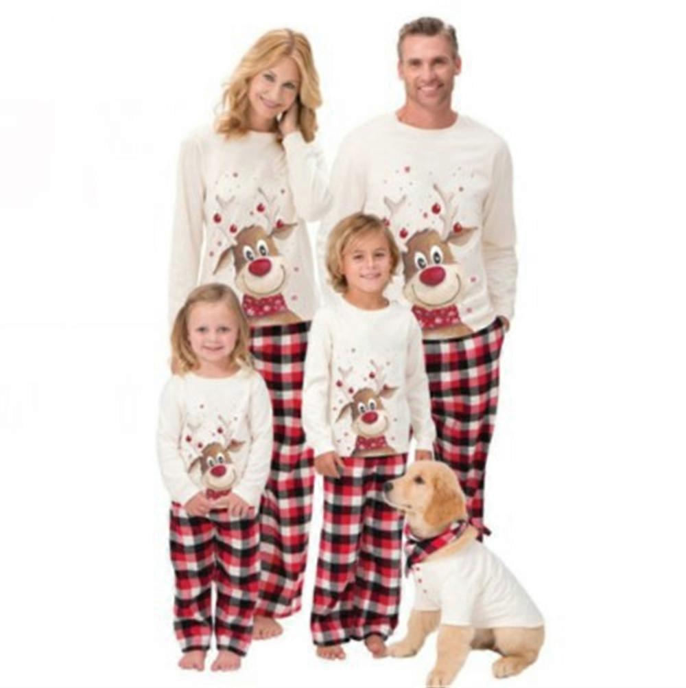 Aile Eşleştirme Noel Pijama Seti Erkekler, Bayanlar ve Çocuklar için Sevimli Geyik Noel Pijama