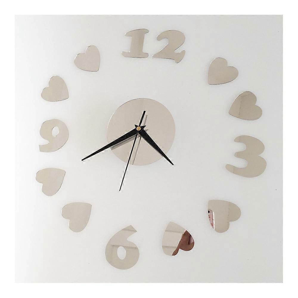 Love Heart Silent Casual WallClockDecoration Mirror