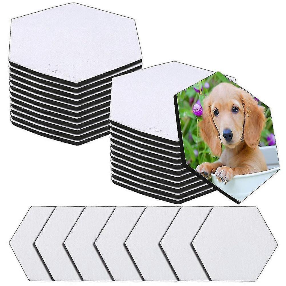 30 Pcs Coasters Blank Cup Mat For Sublimation Transfer Diy Hexagon