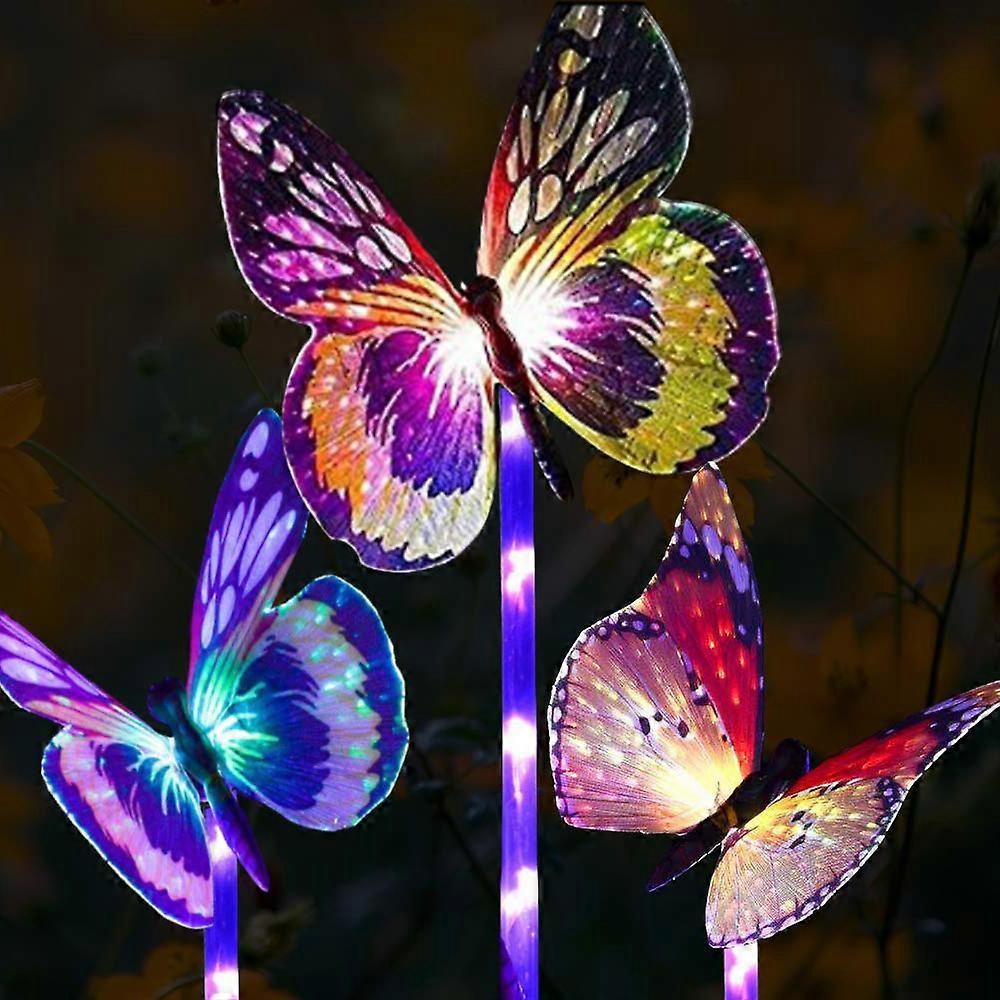 Solar Garden Lights-3 Pack Solar Stake Light Multi-Color Changing LED Garden Lights, Fib