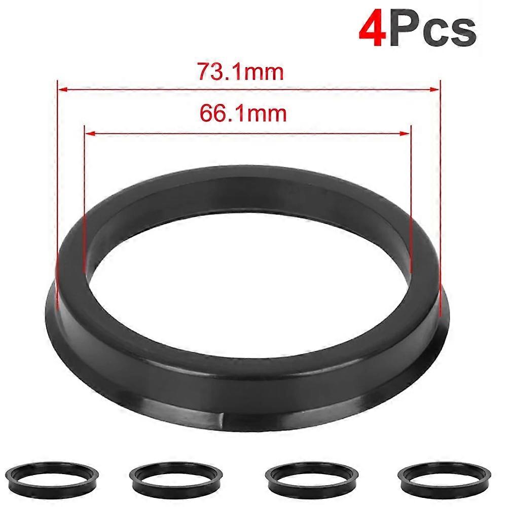 4Pcs/Set Black Automotive Car Plastic Wheel Hub Centric Rings Center Hubrings Bore 73.1-63.4, 73.1-65.1, 73.1-66.1, 73.1-66.6