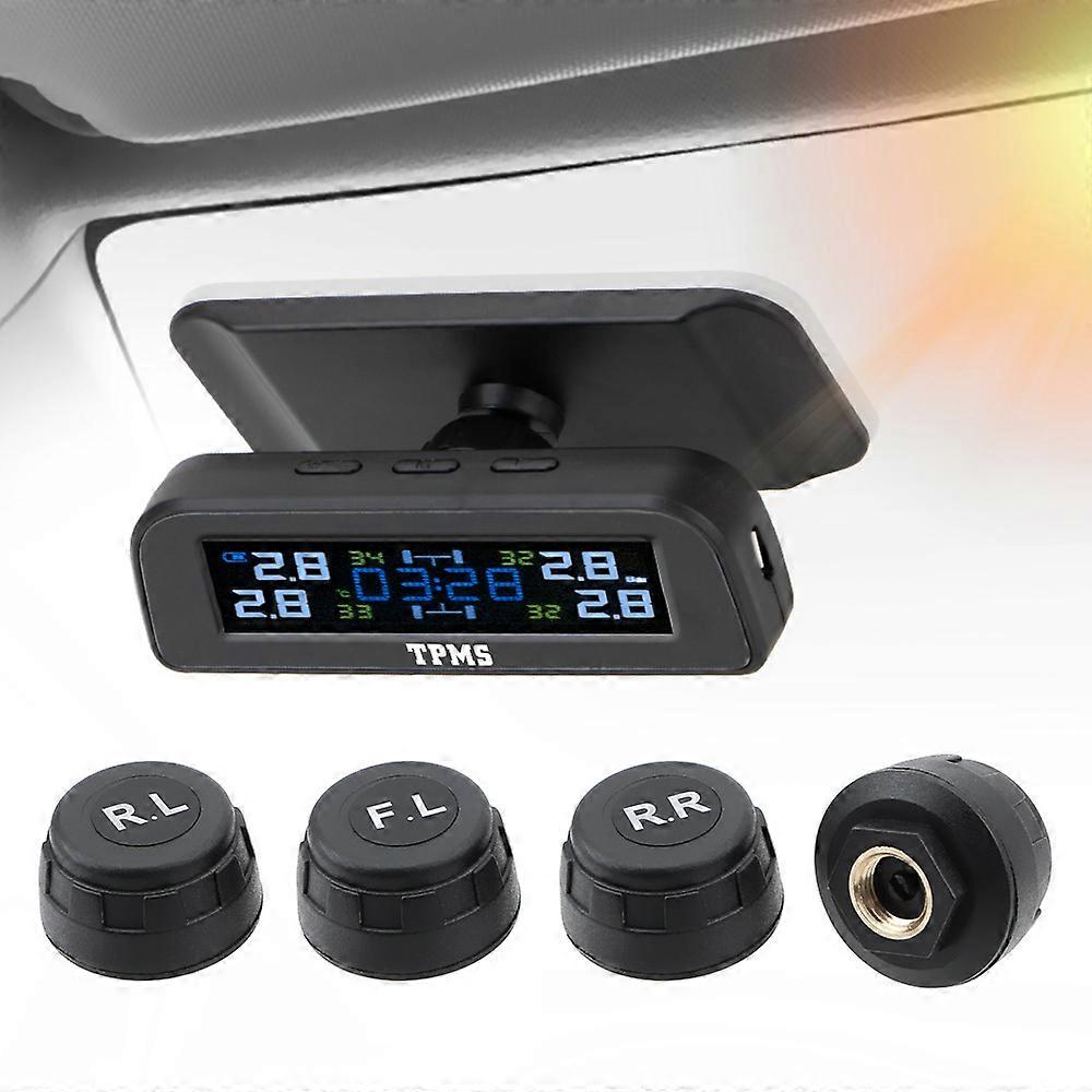 Solar TPMS Car Tyre Pressure Monitor Tire Pressure Monitoring System\nTemperature Warning Fuel Save With 4 External Sensors