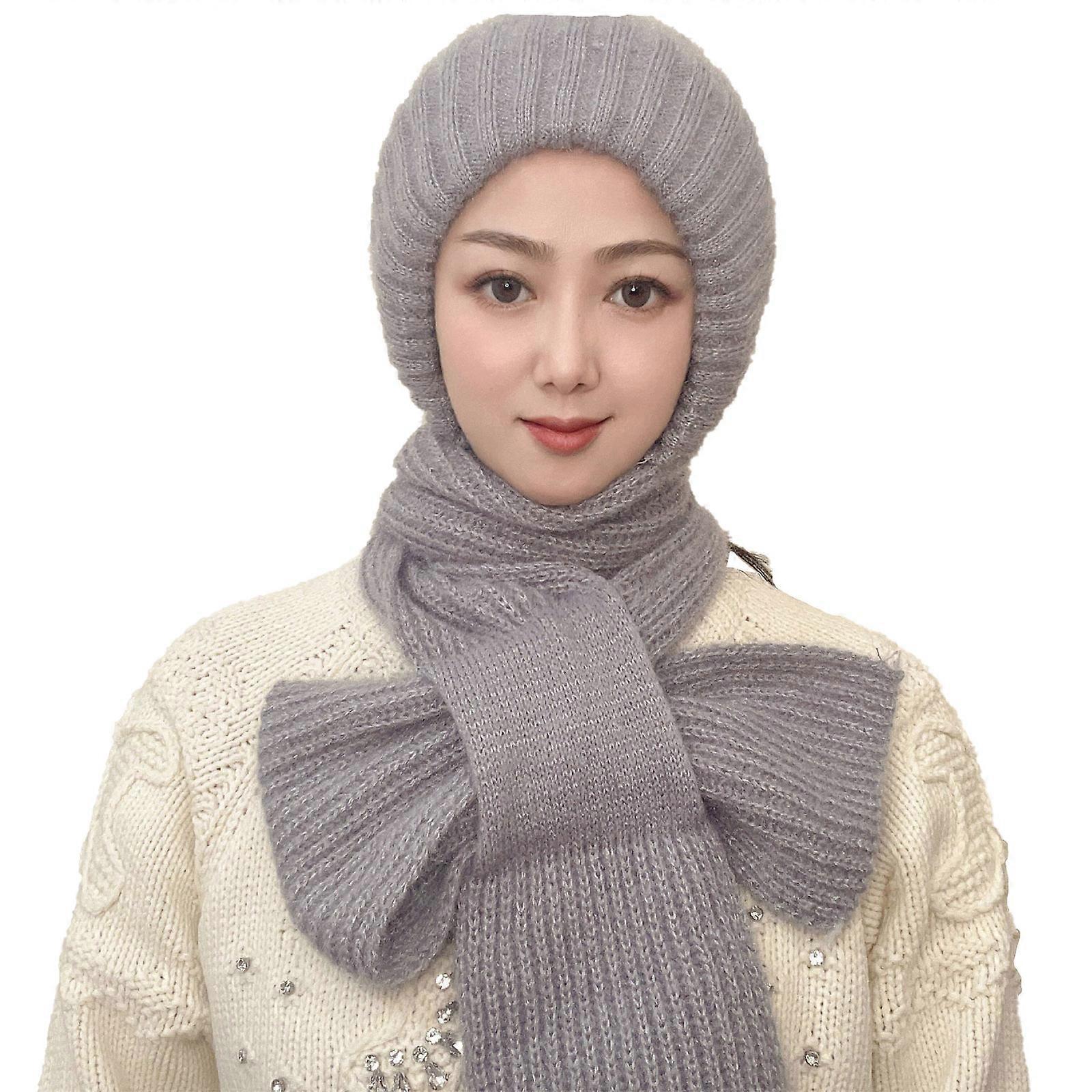 Integrated Ear Protection Windproof Cap Scarf, Winter Warm Knitted - Main Image