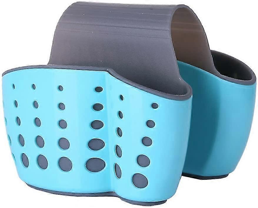 Sink Caddy Sponge Holder Soap Holder, Blue Saddle Faucet Caddy Desk Organizer Pen Holder