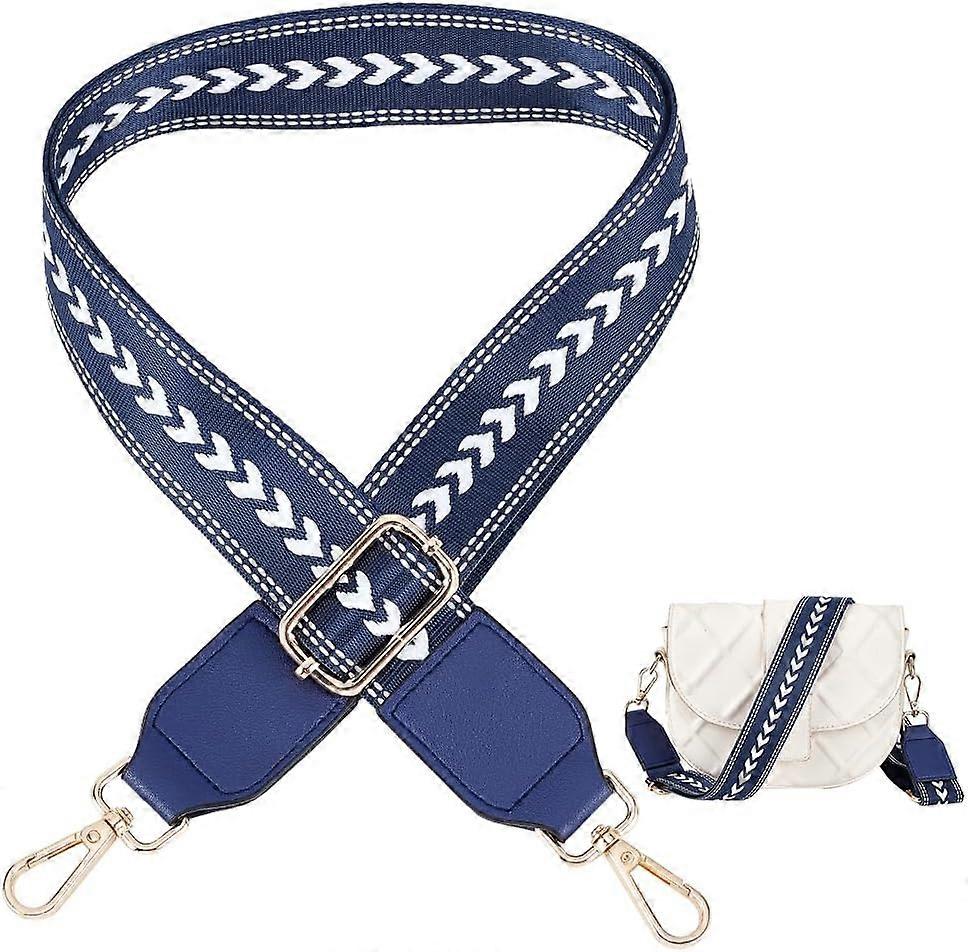 Polyester Adjustable Bag Straps with PU Leather & Alloy Swivel Clasps Midnight Blue 80~131x3.65~3.9x0.1~0.3cm