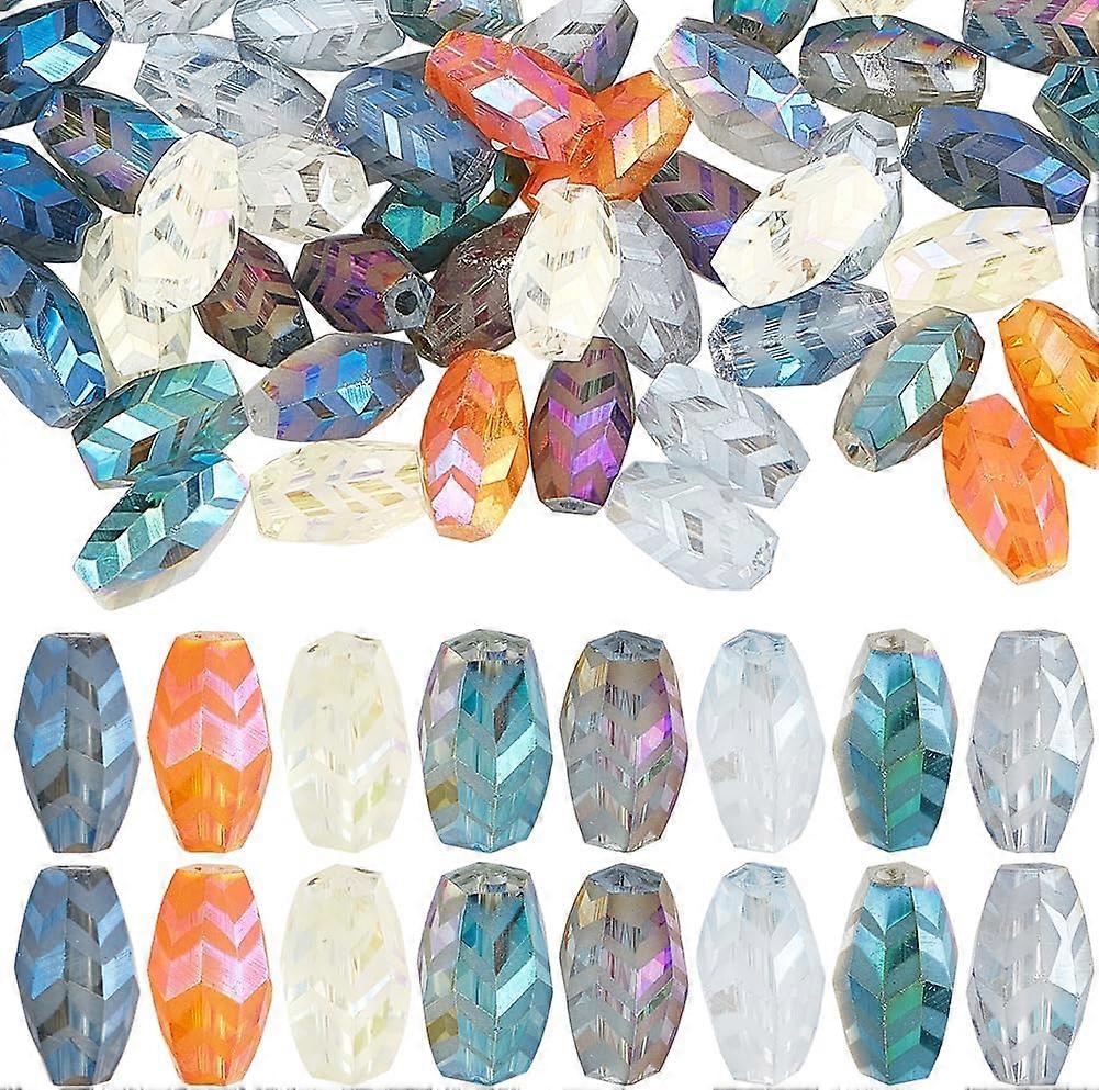96Pcs 8 Colors Transparent Electroplate Glass Beads Faceted Oval with Arrows Pattern Mixed Color 10x6mm Hole: 1.2mm 12pcs/color