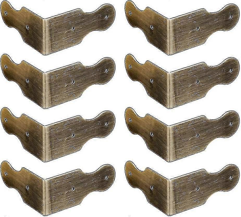 8 Pcs Pure Brass Corner Protector Brackets For Desk, Jewelry Box, Photo Frame (antique Bronze5*2.3*0.08cm) - MXBC
