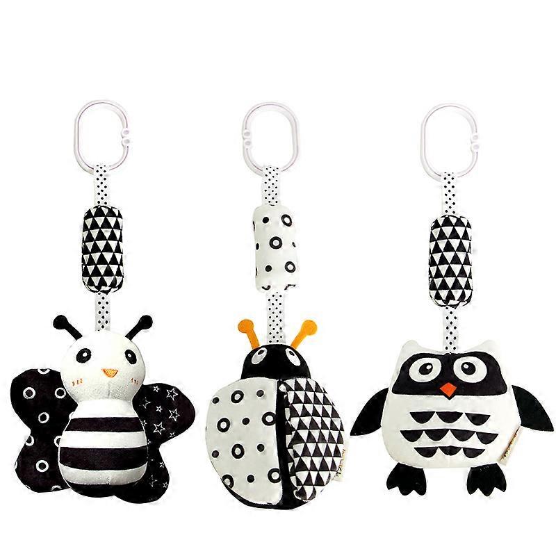 3 Pack Hanging Rattle Toys High Contrast Baby Toys And Plush Stroller Toys for Babies 0-18 Months, Newborn Car Seat Toys