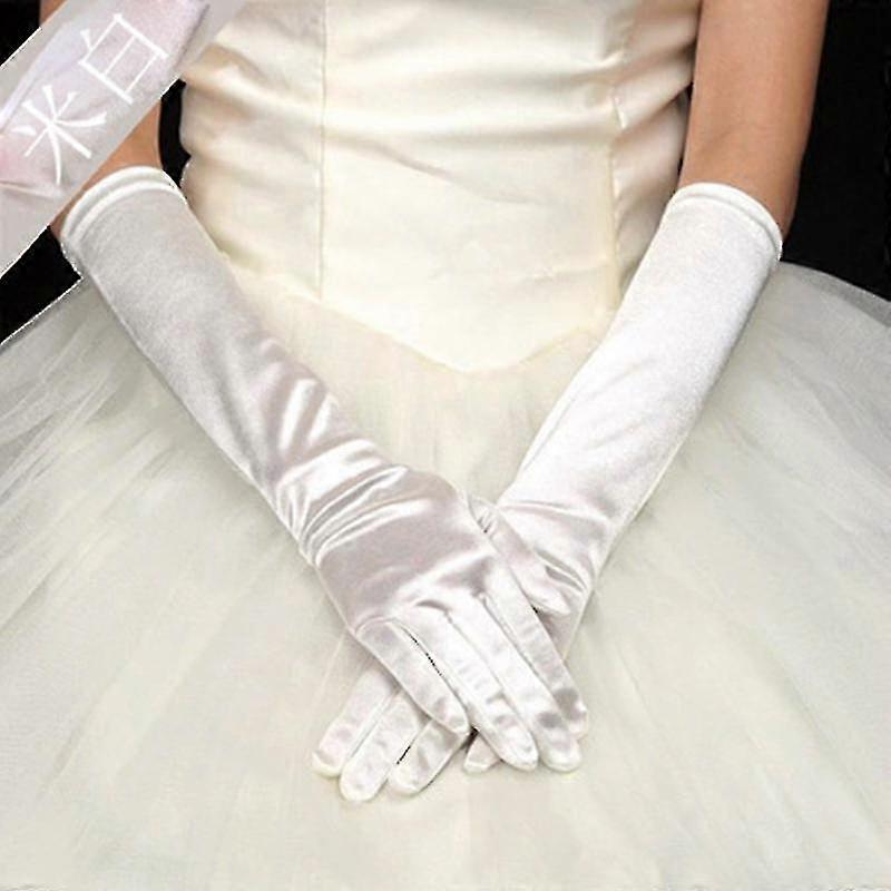 Femmes Long Satin Smooth Sunscreen Gants de conduite Femme Soirée Party Formel Prom Sexy Satin Stretch Gants de cérémonie E43