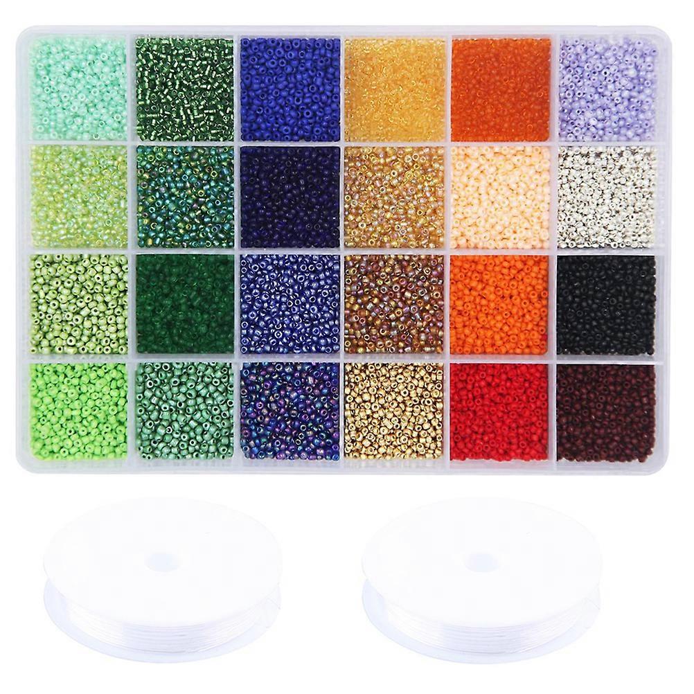 1 Set Colorful Glass Beads with String DIY Bead Kit for Jewelries Making