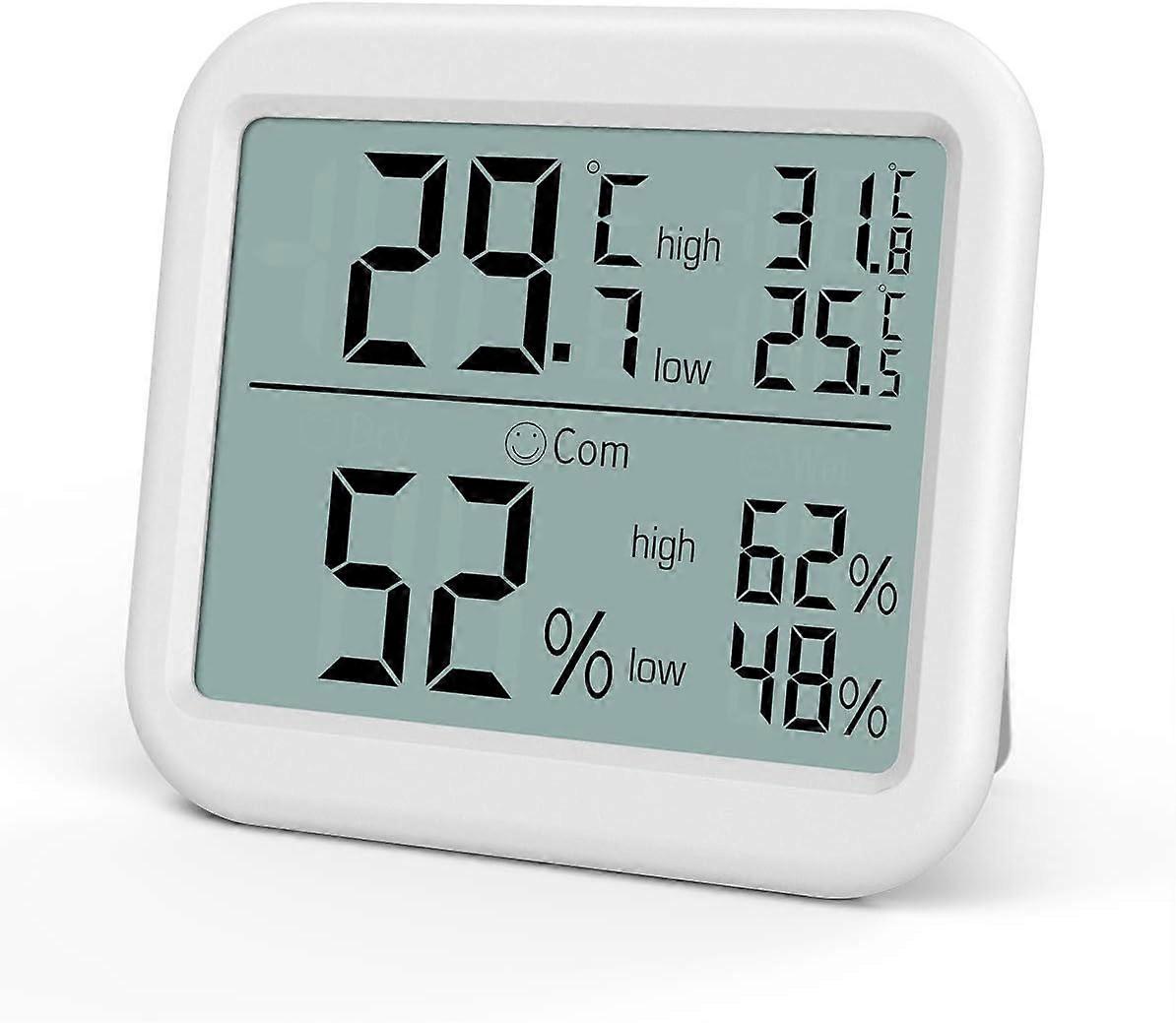 Digital Thermo Hygrometer with Large LCD - Indoor Temperature and Humidity Monitor with Precise Sensors and Backlight Display