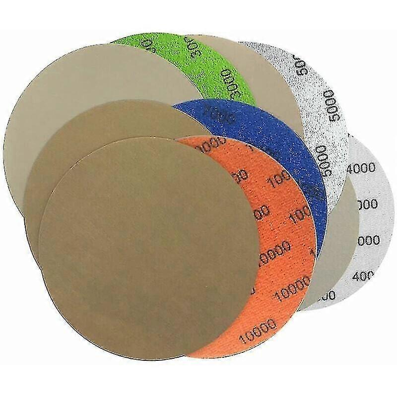 50 Pack Sanding Discs, Round Sandpaper, 125mm Hook And Loop Sanding Discs, 3000/4000/5000/7000/10000 Wet And Dry Sanding Discs Compatible Flocking, Sa
