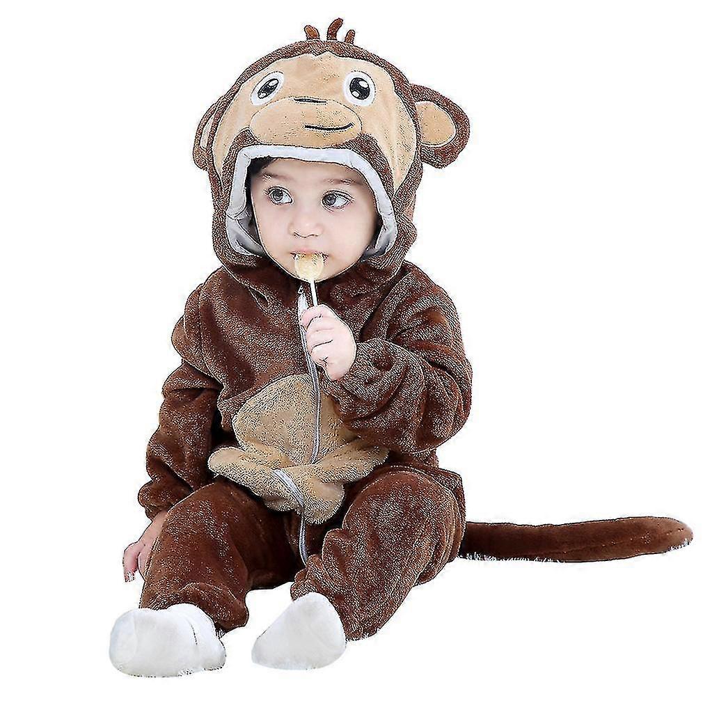 Maymun Desenli Flannel Çocuk Pijama