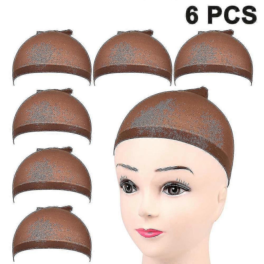 6 Pcs Stocking Wig Caps Light Brown Wig Cap For Lace Front Wig Silk Liner Weaving Wig Cap Net