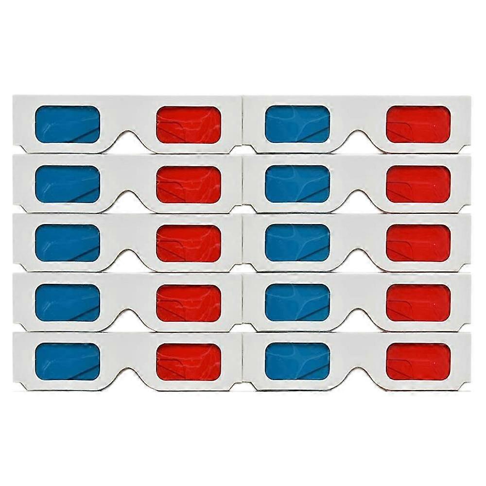 3D Glasses, 10 Pairs Red and Blue Paper Stereo Lenses for Set Anaglyph Paper 3D Glasses
