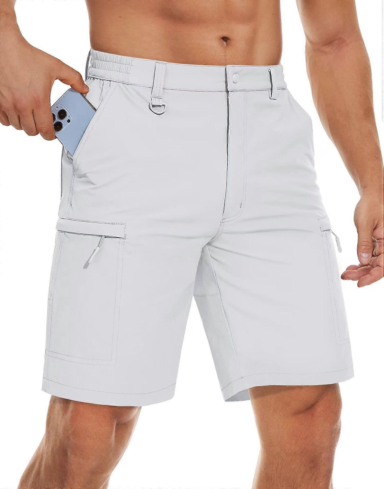 Summer new solid color men's loose large size casual multi-pocket work shorts