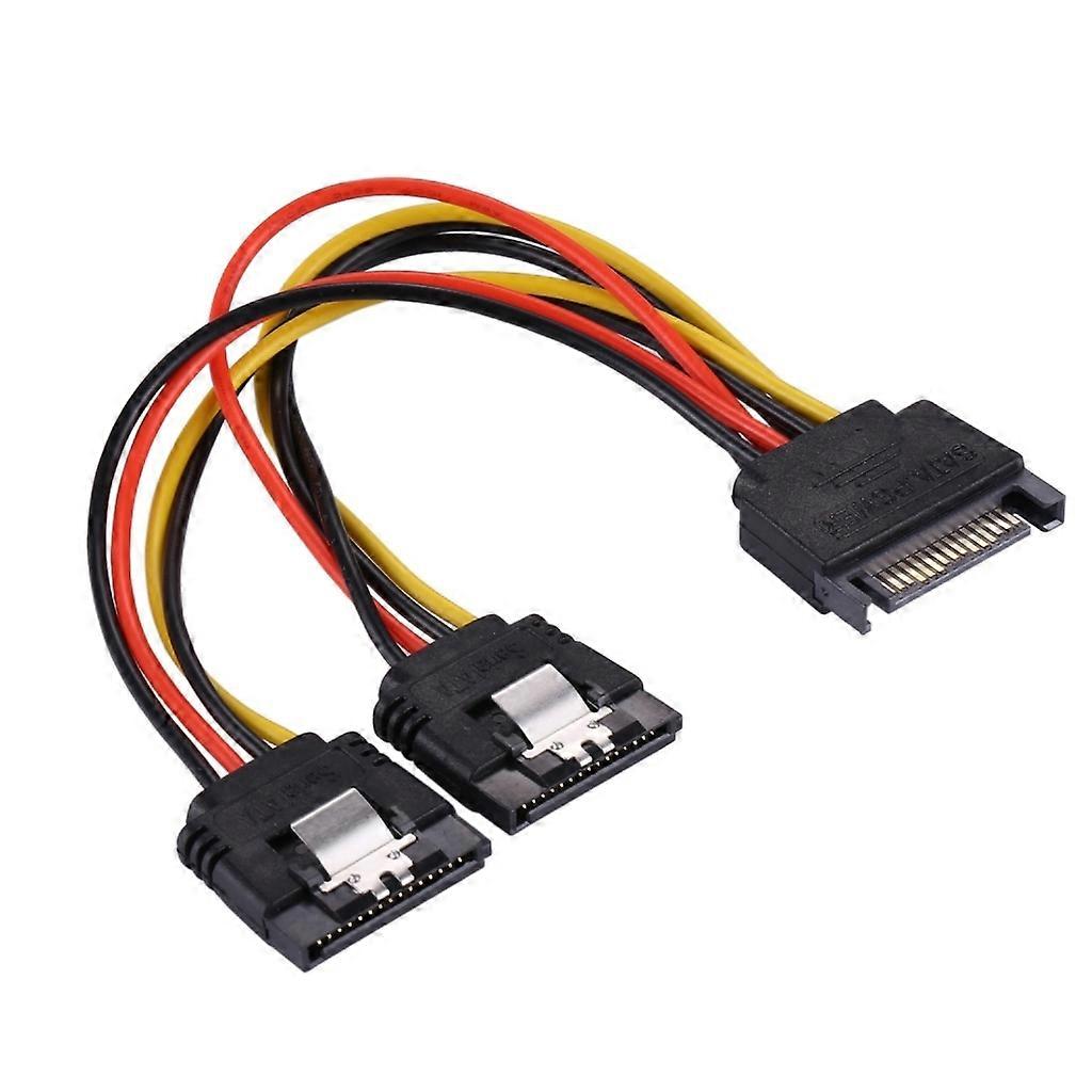 PC Server Computer Harddisk 15Pin SATA 1 Mann til 2 Kvinne Splitter strømkabel