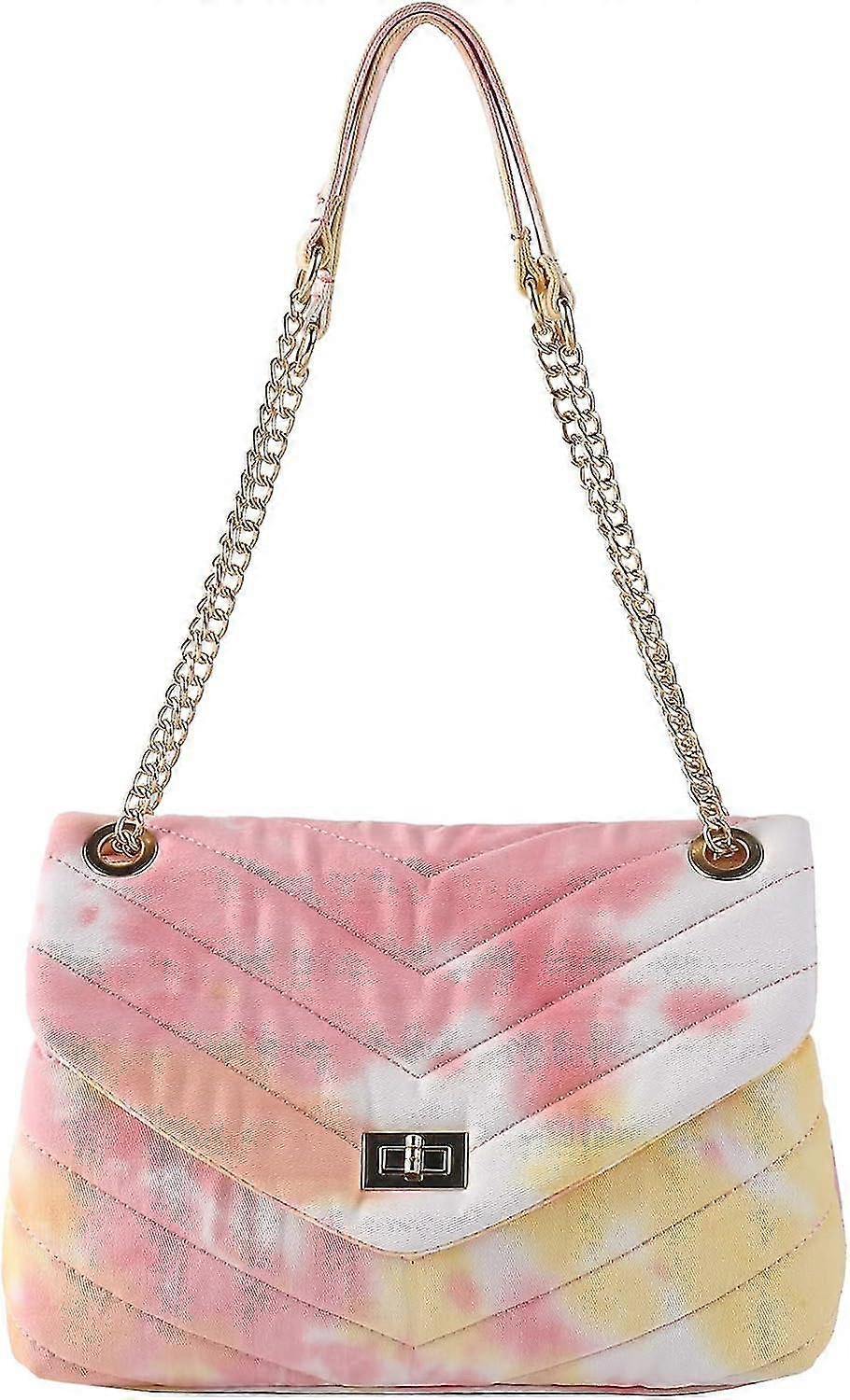 Quilted Crossbody Bags For Women Denim Shoulder Bag With Flap Hardware Chain Strap Trendy Handbag Purses
