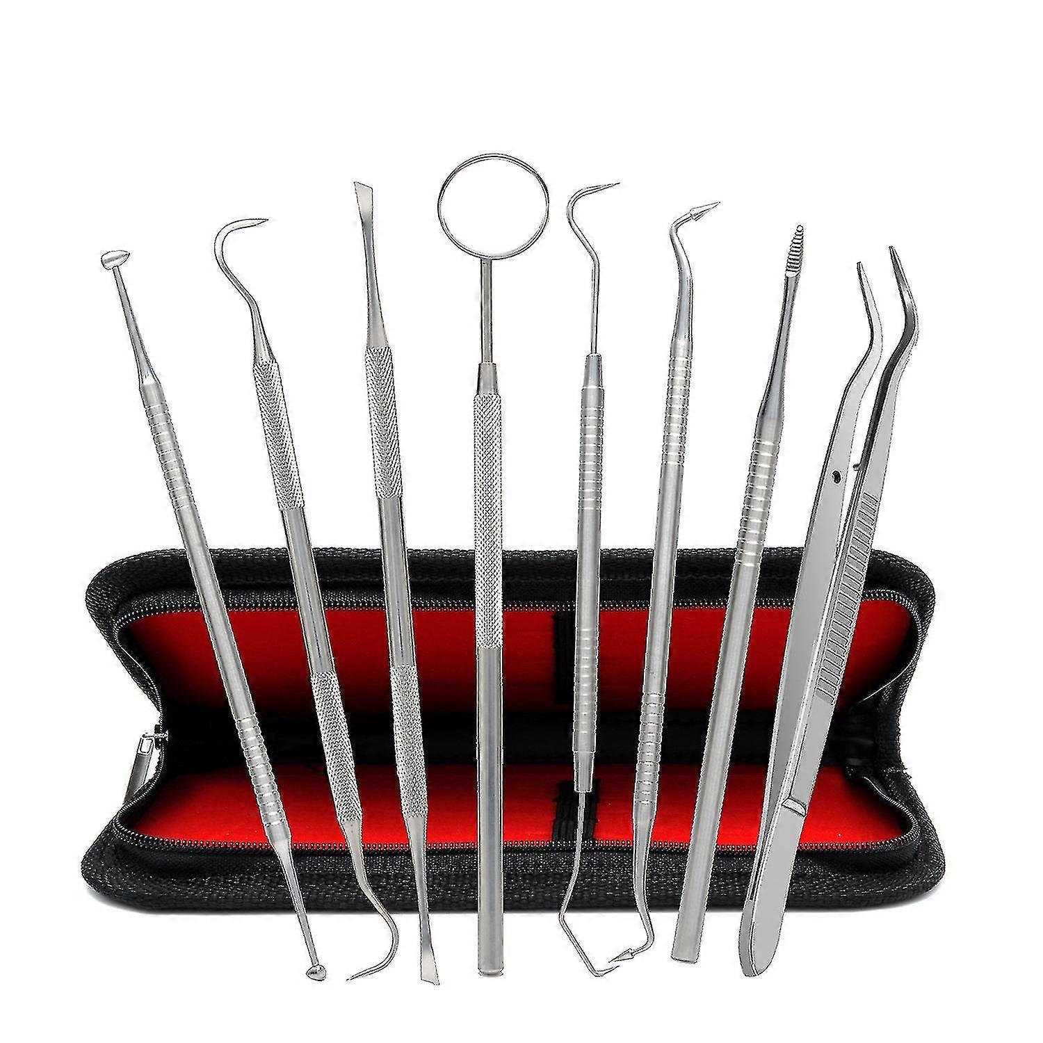 Ensemble de 8 instruments dentaires en acier inoxydable