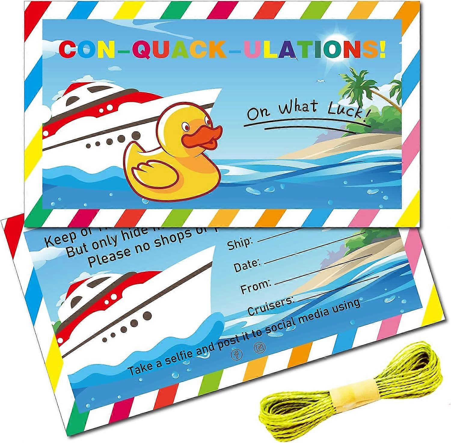 50Pcs You've Been Ducked Cards Cruising Rubber Duck Tag Cruise Duck Tags Card Yacht Ducking DIY Jeep Duck Card with Hole and Twine for Rubber Duck Jee