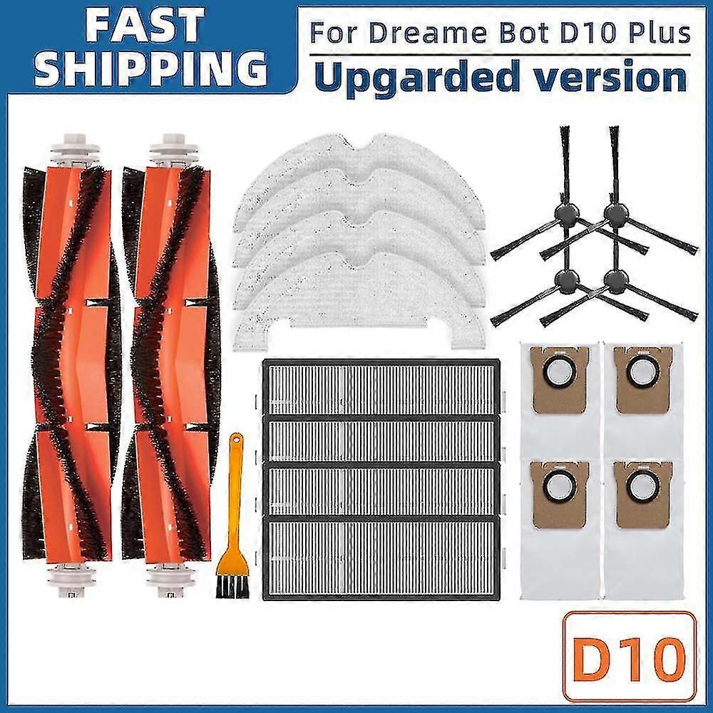 For Xiaomi Dreame Bot D10 Plus Rls3d Robot Vacuum Cleaner Replacement Parts Accessories Main Side Brush Hepa Filter Mop Dust Bag Boris