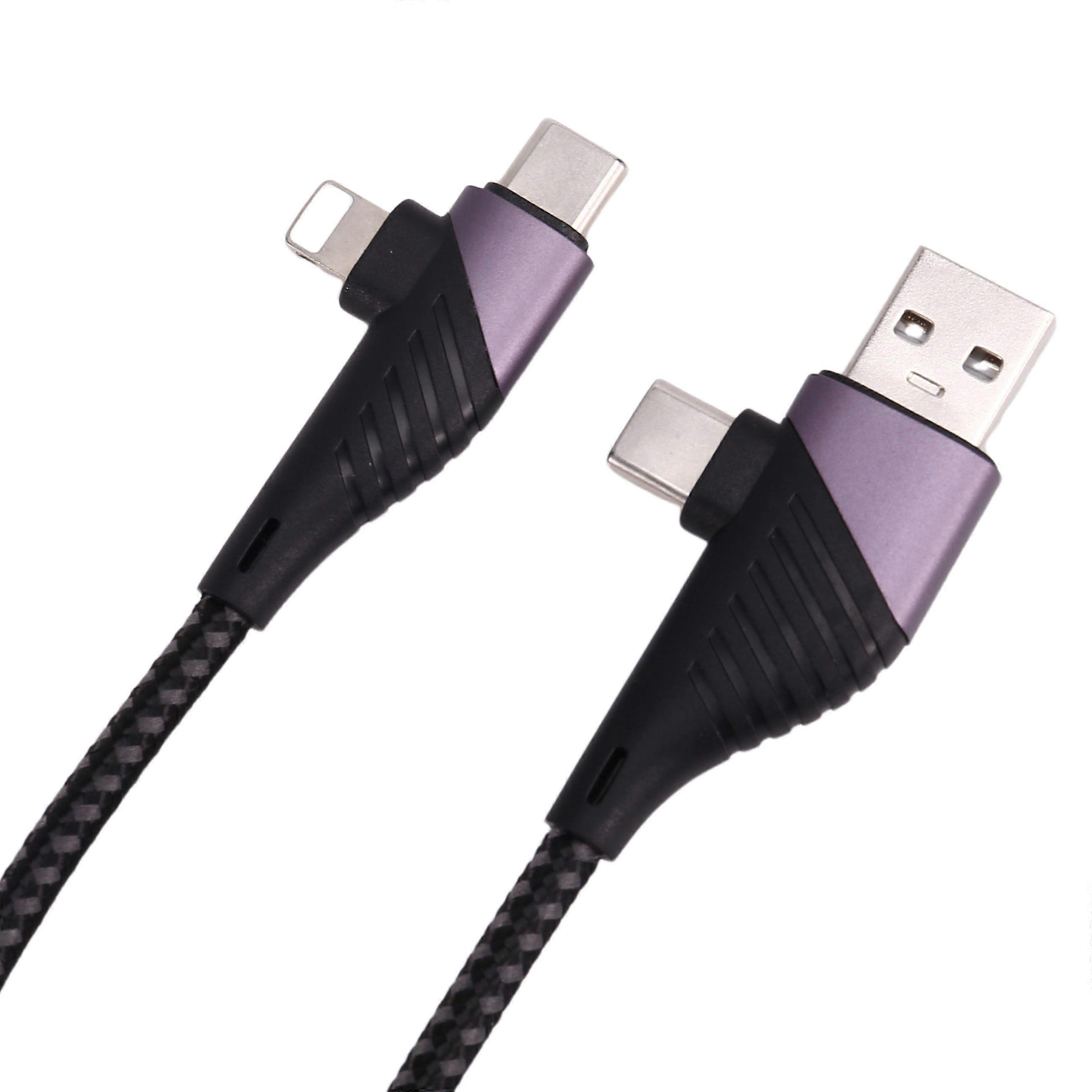 4-In-1 PD USB C Cable Fast Charging 65W USB Type C to Type C IOS Cable for