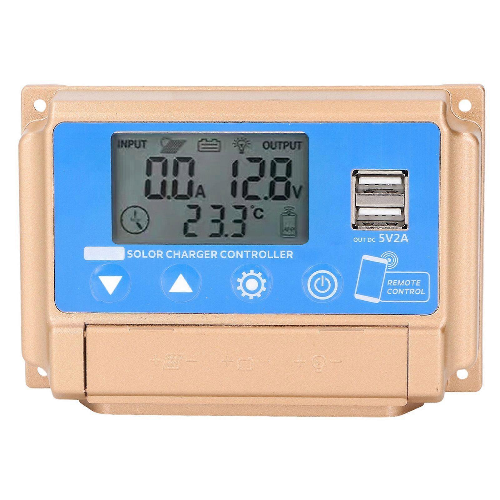 Solar Charge Controller Dual USB MPPT Intelligent Solar Panel Regulator with Bluetooth 12V 24V 30A