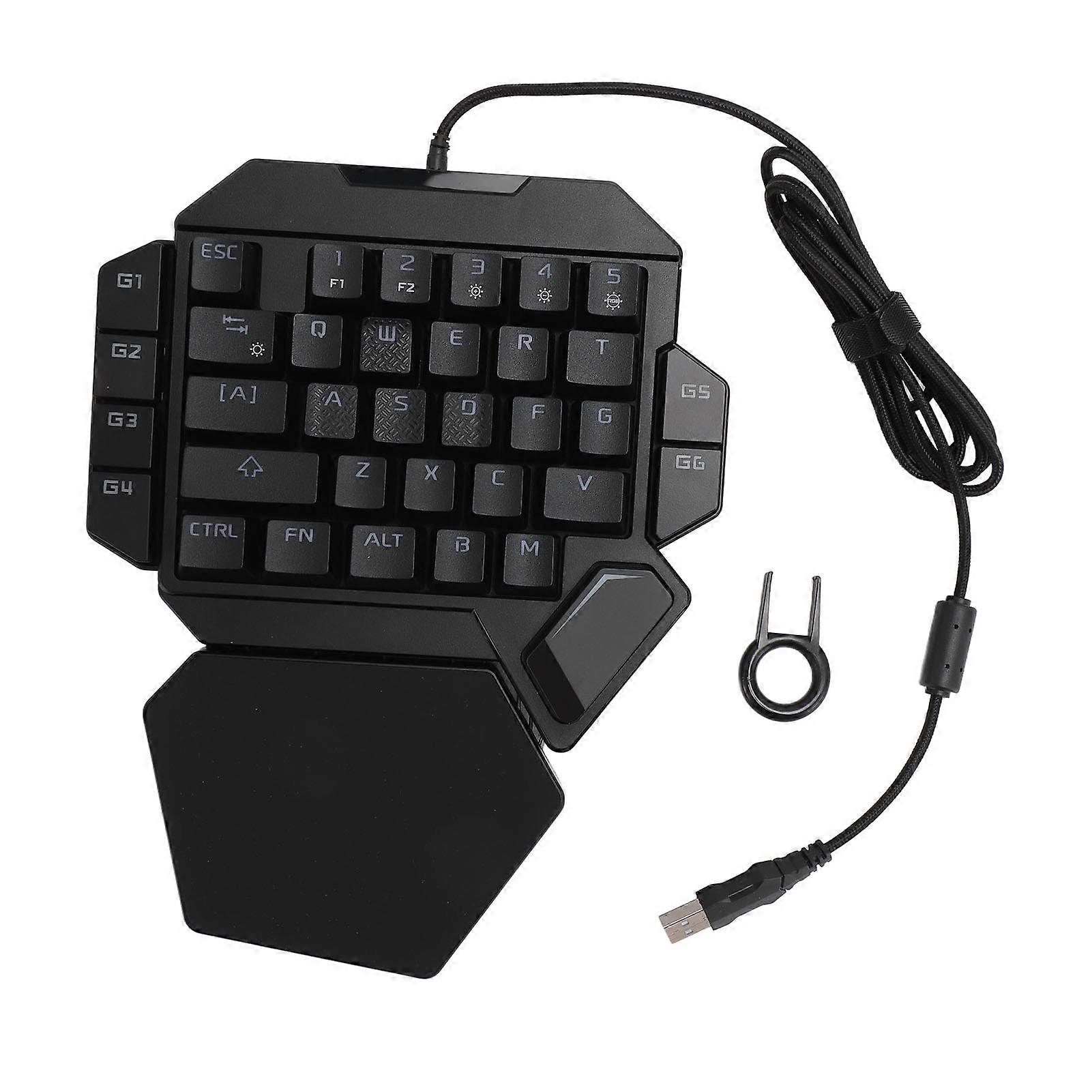 One-Handed RGB Mechanical Gaming Keyboard, 35 Keys RGB Backlit Blue Switch Mini Gaming Keyboard with Wrist Rest for PC Gamer
