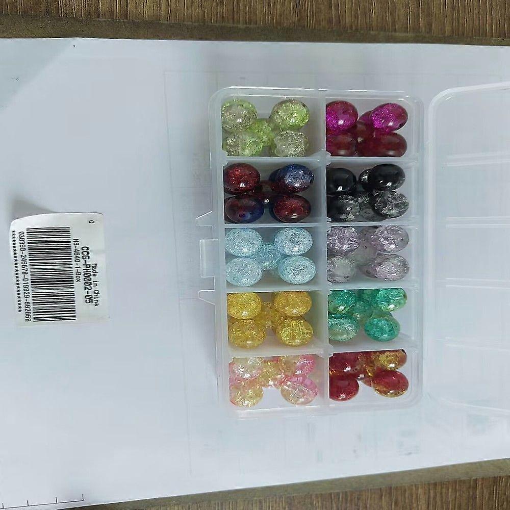 1Box Spray Painted Crackle Glass Beads Round Mixed Color 12mm Hole: 1.3mm