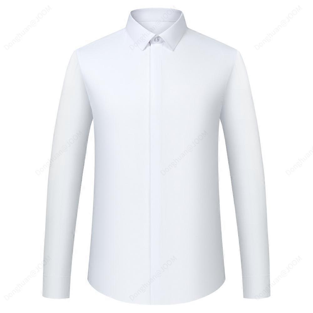 Men's Solid Color French Cuff Long Sleeve Formal Shirt ( Free Gift: Random Metal Cufflinks), Hidden Button Front Placket, Formal Occasions & Parties