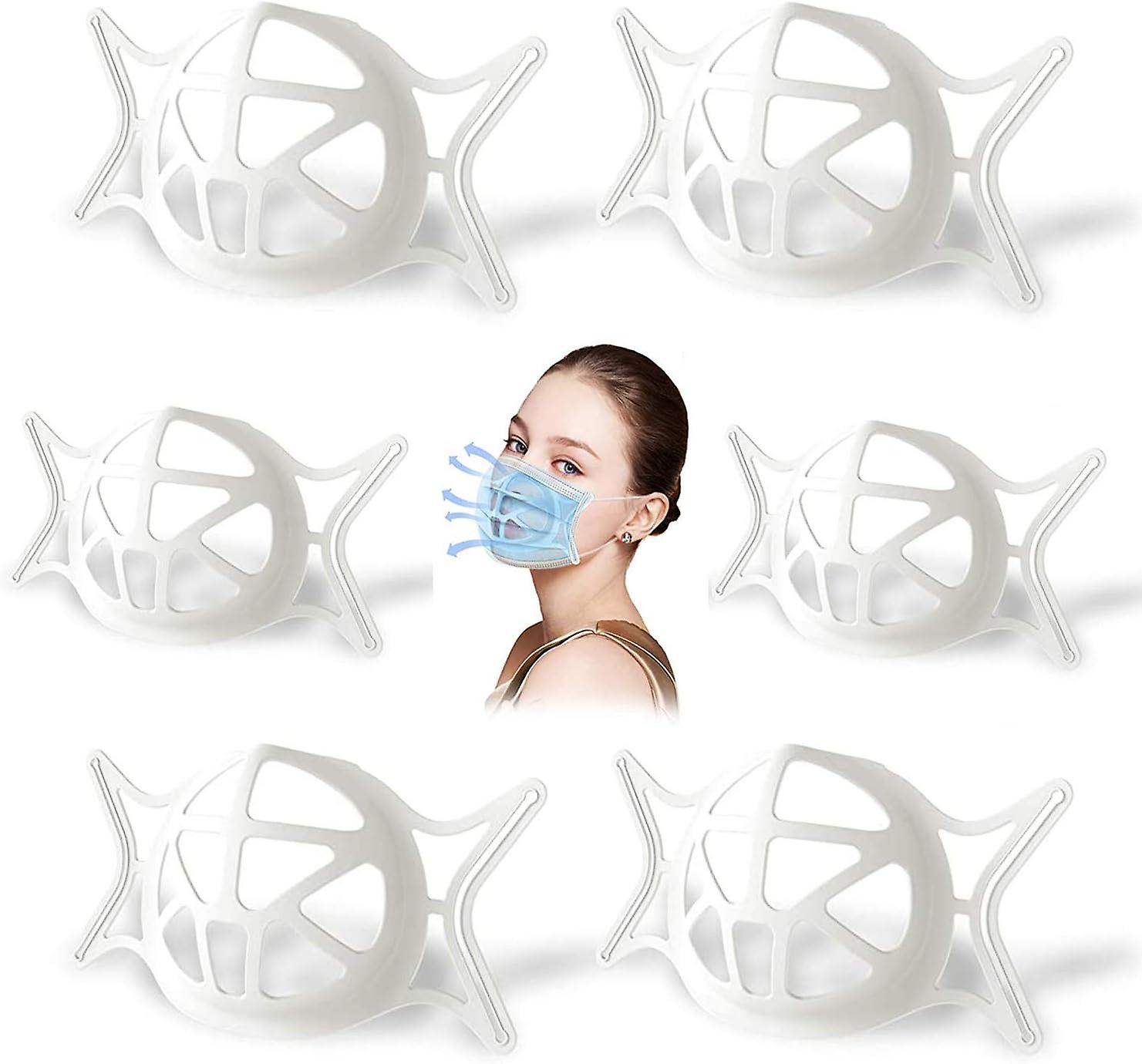 Silicone Face Inner Bracket - 3D face Silicone Inner Support Frame Washable Reusable (White 6Pcs)