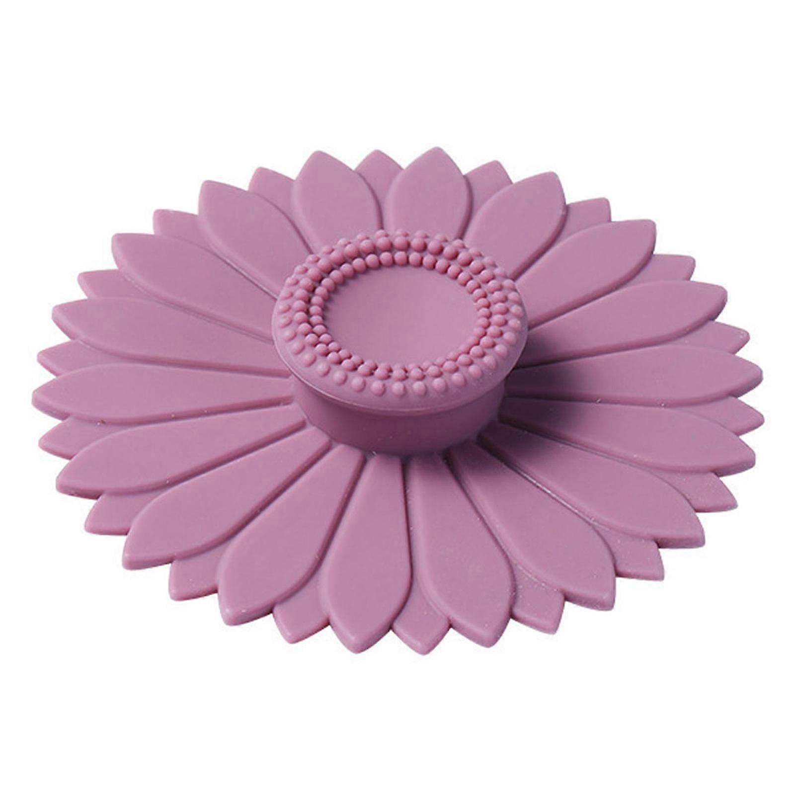 Sunflowers Silicones Cups Lid Dustproof Camping Cups Cover Leakproofs Hot Cups Lid Airtights Seal Lid for Coffees & Tea  Violet