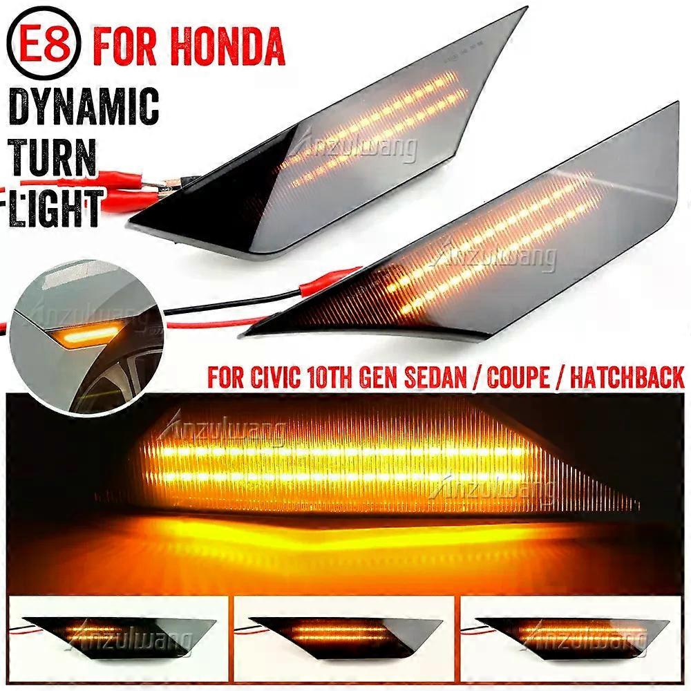 Car Dynamic LED Side Marker Turn Signal Lights Sequential Blinker Indicator For Honda Civic 10th Gen 2016 2017 2018-2020