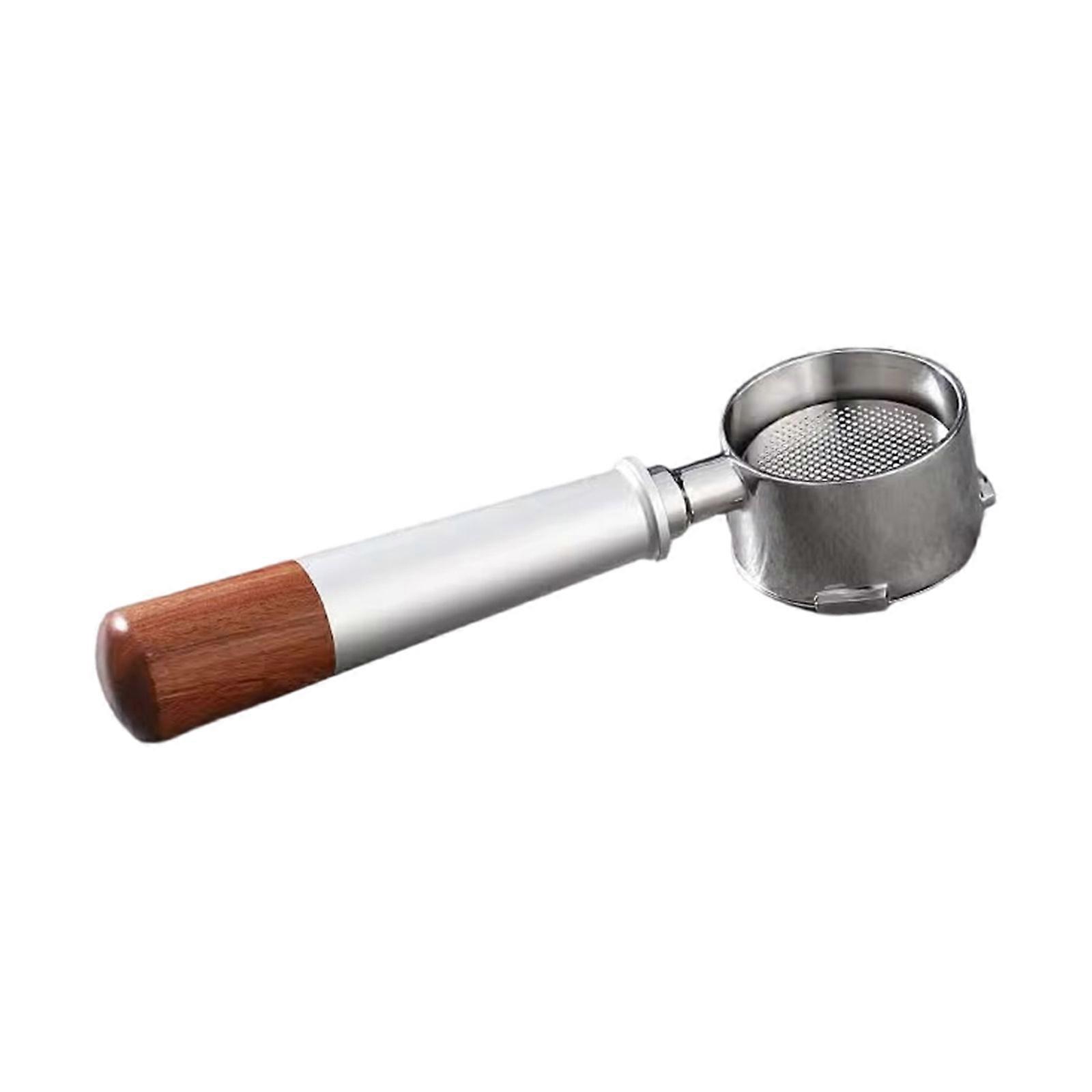 Stainless Steel Bottomless Portafilter Wood Handle Filter Basket for Espresso Machine Rustproof Accessories Silver