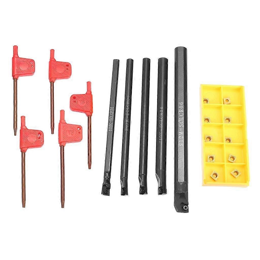 5pcs 6/7/8/10/12mm Lathe Boring Bar W/ 10x CCMT060204 Inserts 5x Wrench