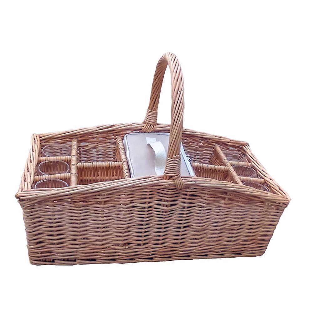 Wicker Drinks Basket Carrier With Cool Bag