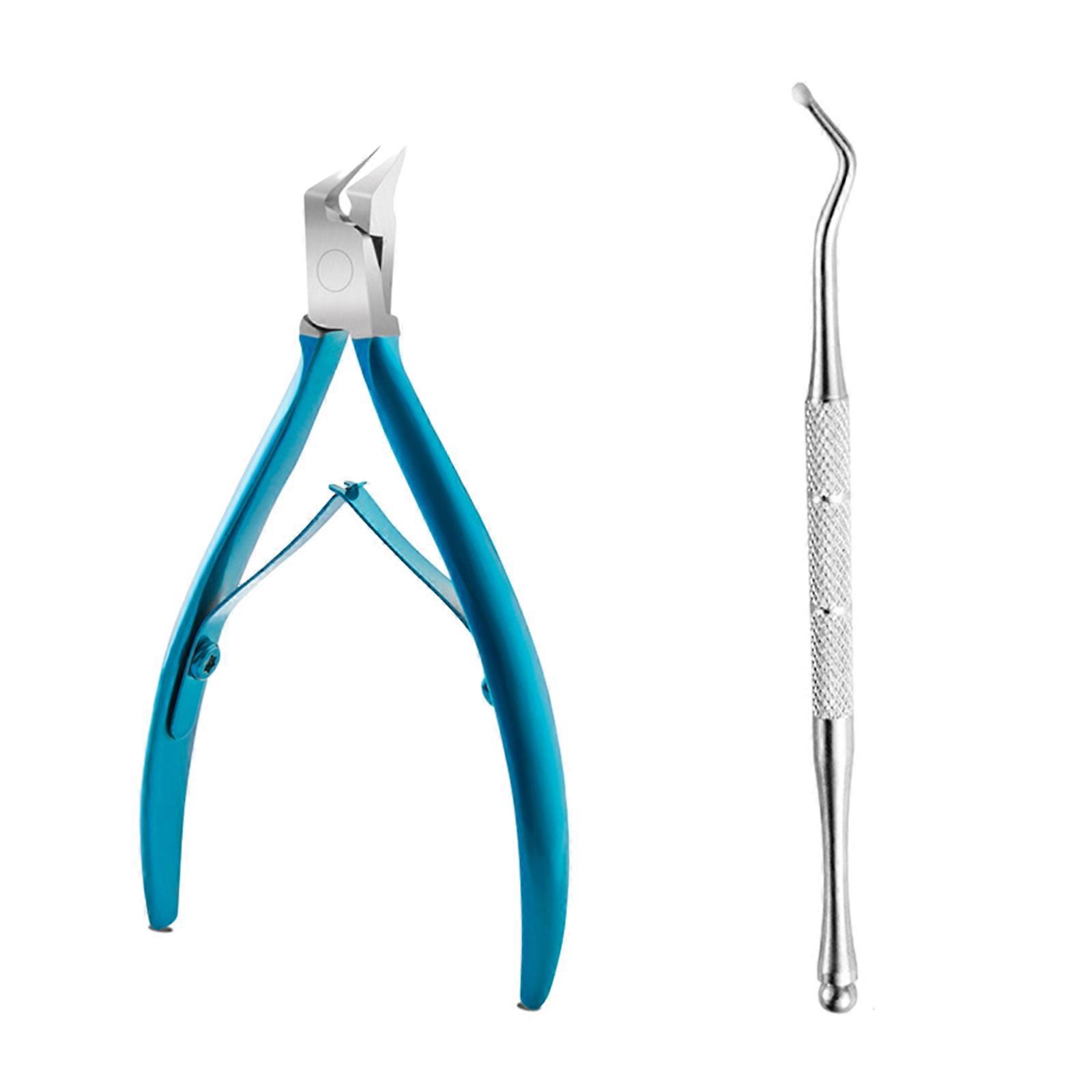 Professional Toenail Clippers For Thick Ingrown Nails Wide Opening Non-Slip Long Handle Toenail Cutter Trimmers  Blue