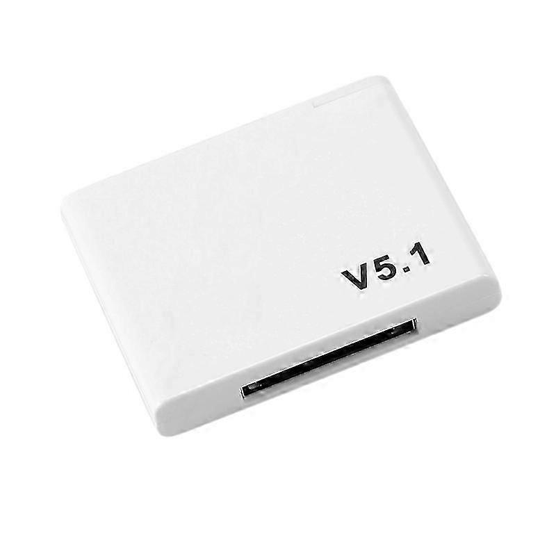 30 Pin Bluetooth 5.1 Audio Receiver A2DP Music Mini Wireless Adapter For 30Pin Jack Analog Speaker white bs