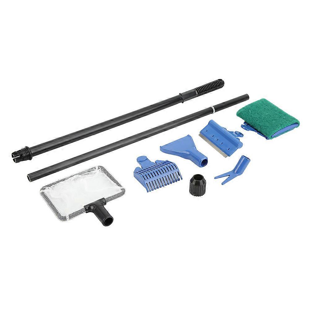 5-in-1 Aquarium Cleaning Tool Set with Extendable Brush, Gravel Vacuum, Algae Scraper, and Fish Net for Freshwater and Saltwater Tanks