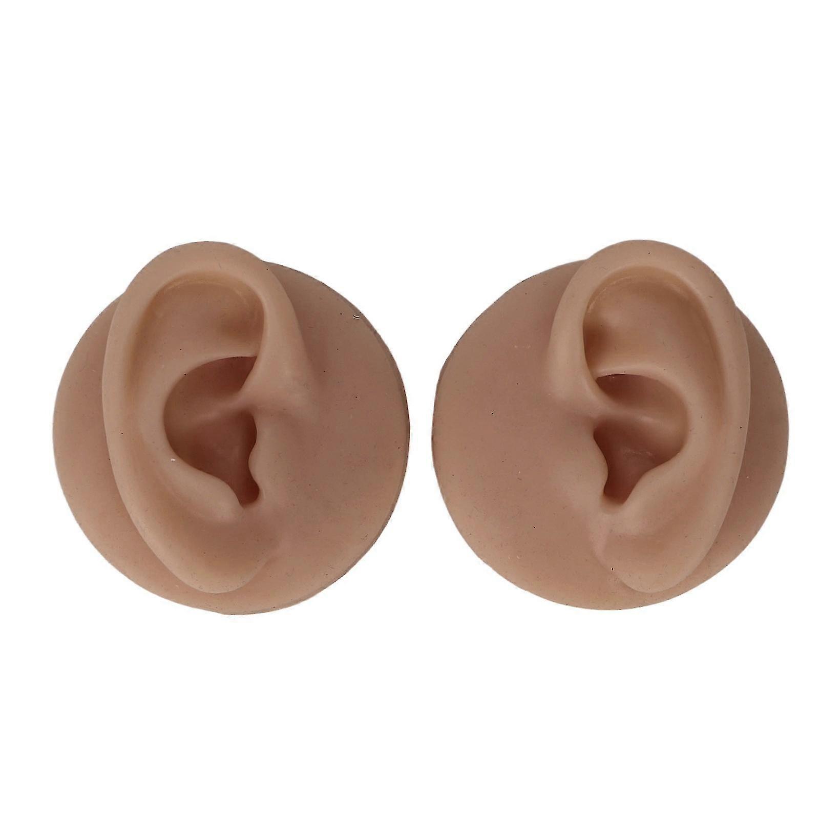 Ear Model Soft Silicone High Simulation Clear Structure Human Ear Model for Piercing Practice Dark Skin Color