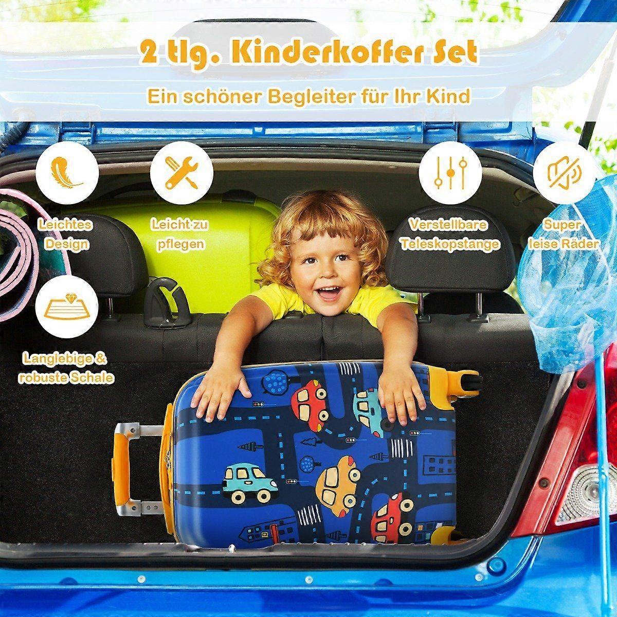 2-Piece Kids Suitcase Set Hard Case & Backpack 33 x 22 x 51 cm Dark Blue