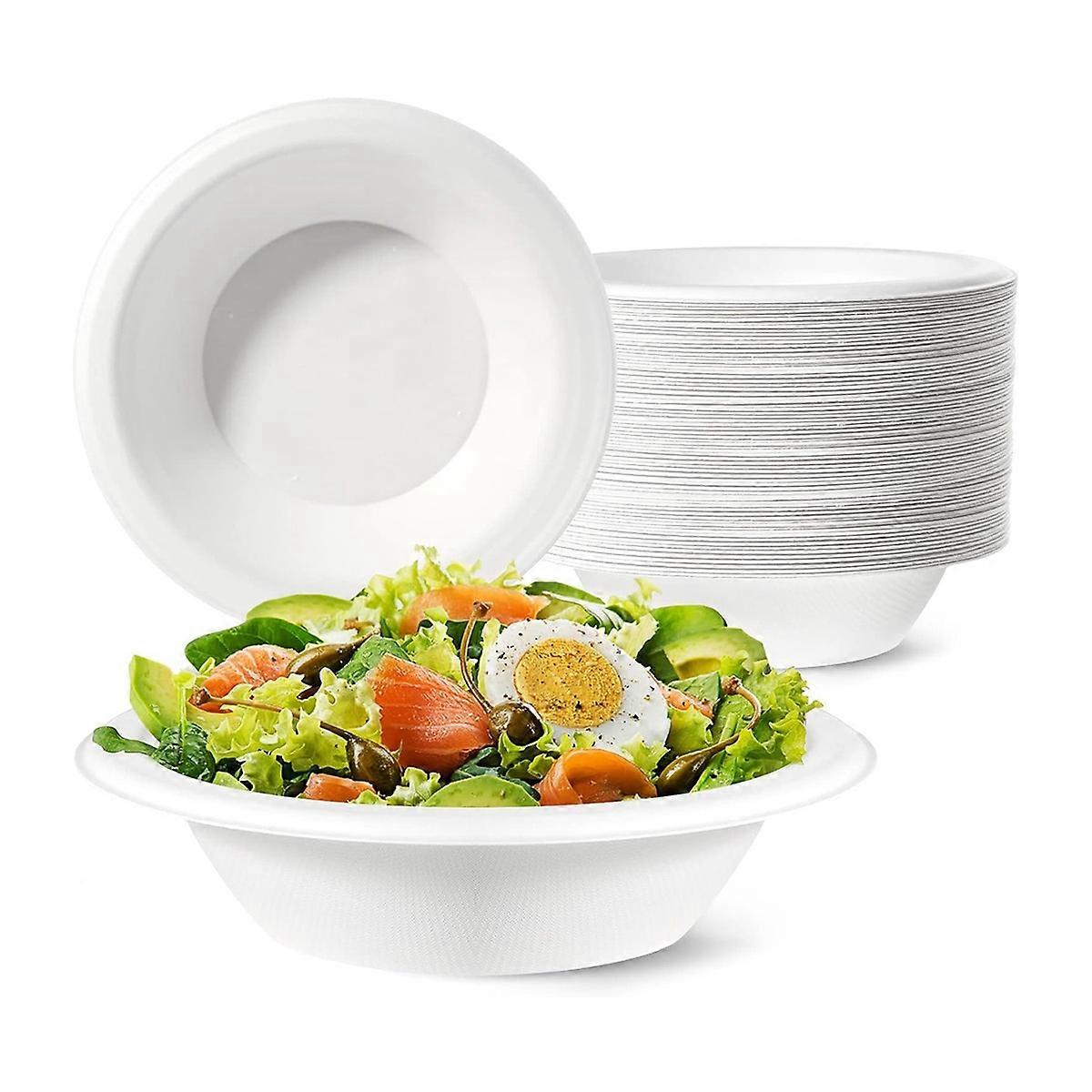 Disposable Bowls 50 Pack, Sugarcane Bowls Compostable Soup Bowls