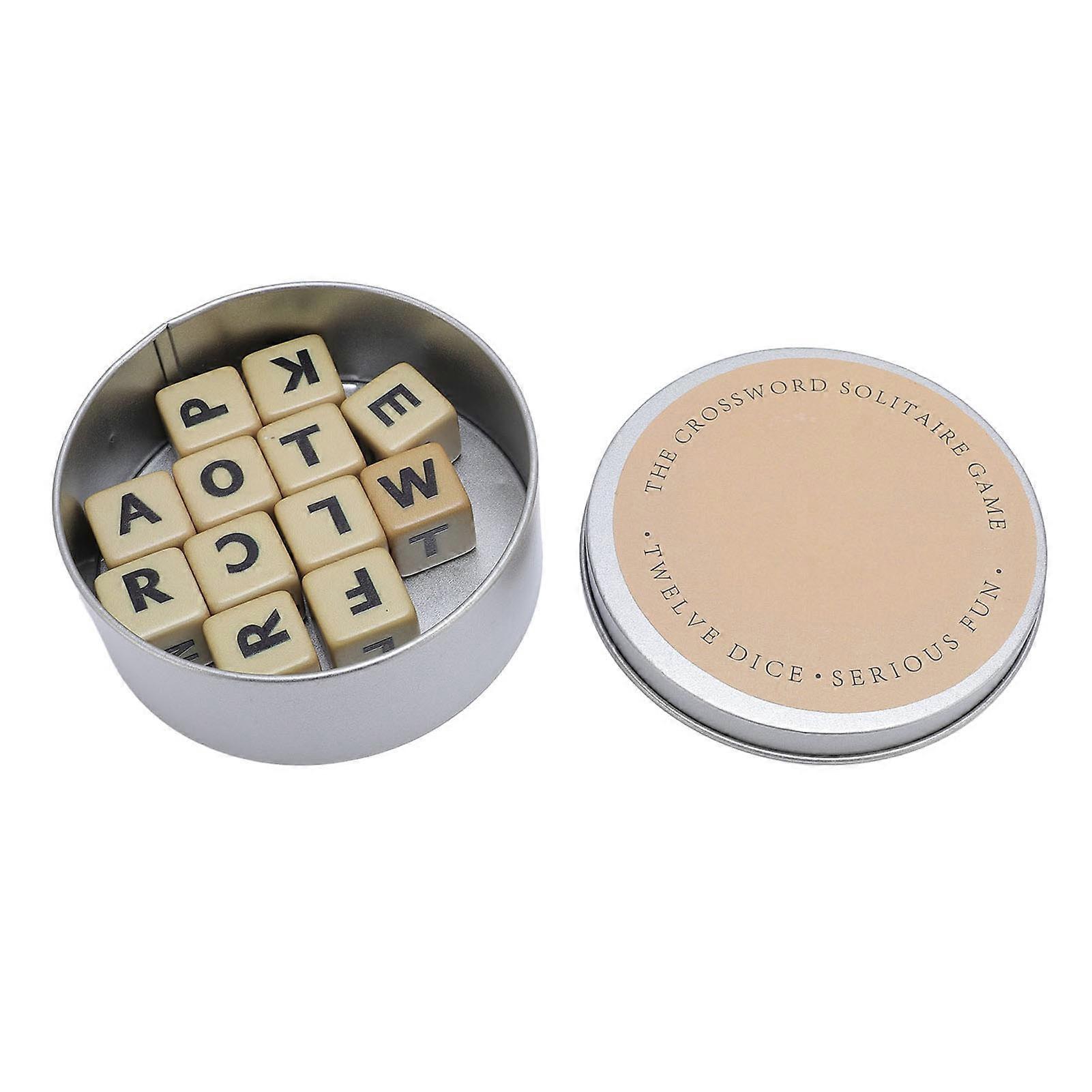 6 Sided Dice Crossword Game 12 Dice Letters Set Word Games Creative Game English Letter Dice with Case for Camping Education