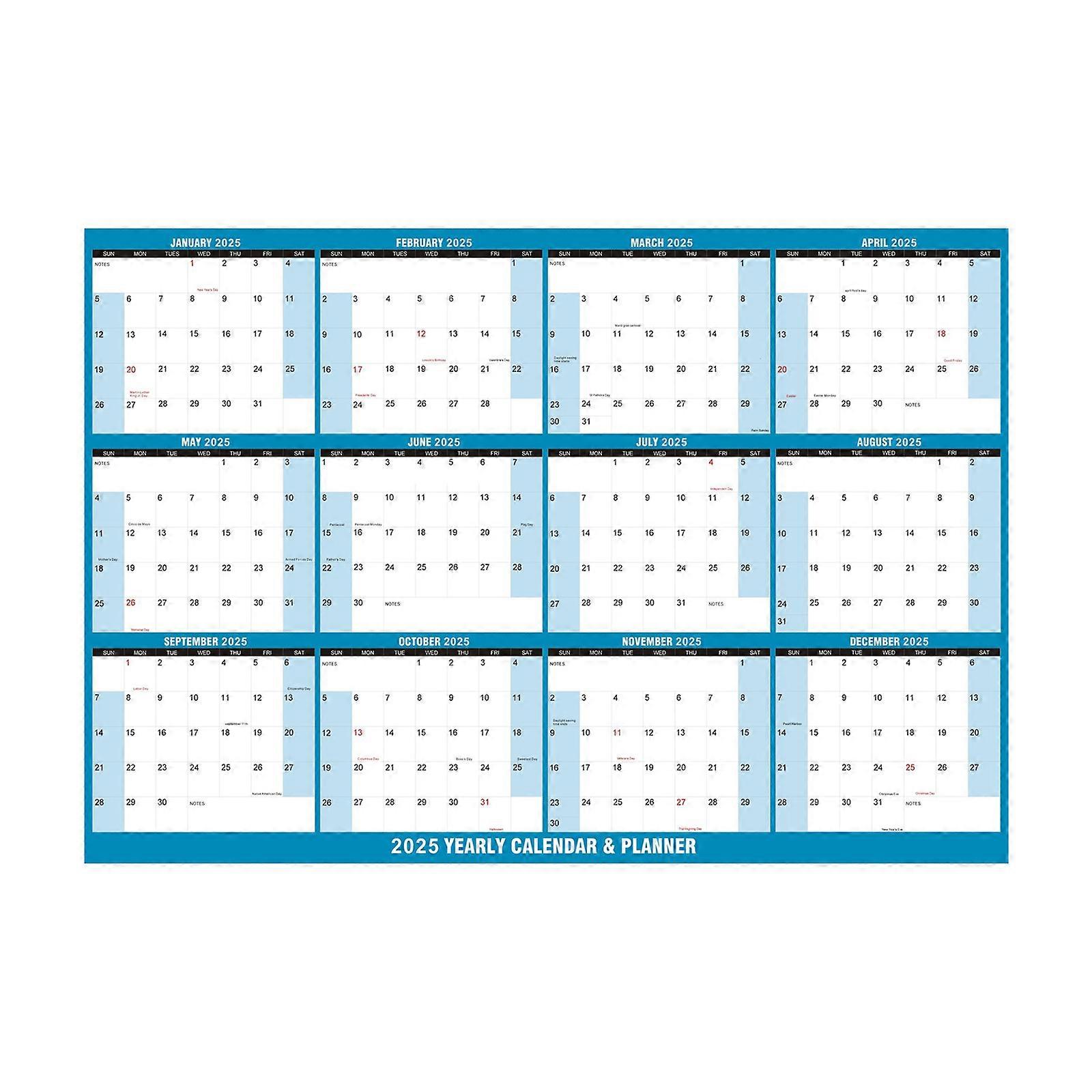2025 Full Year to View Calendar Family Home Organizers Yearly Planner Erasable Yearly Calendar Planner from Jan to Dec