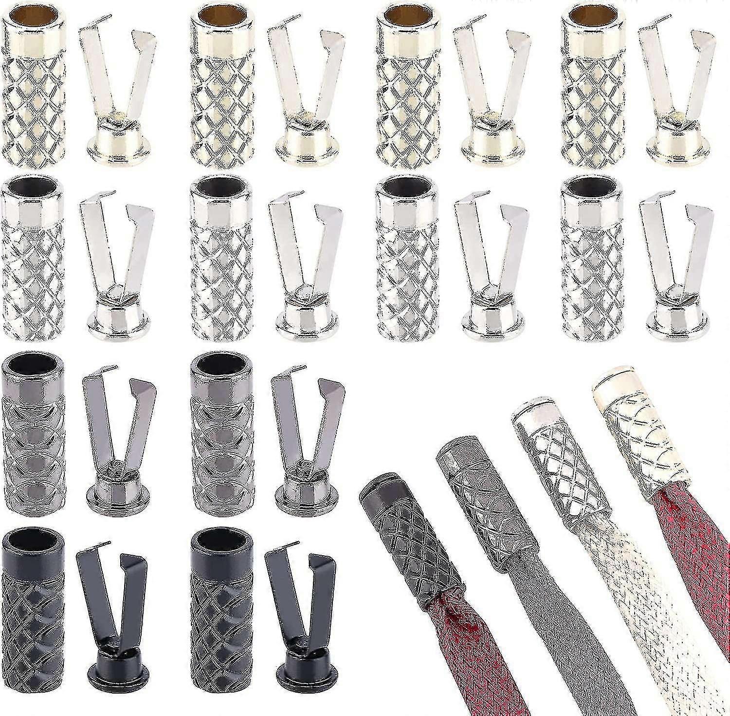 32 Sets Shoelace Ends Tips, 4 Color Alloy Shoelace Replacement Drawstring String Ends Shoelace Head-dwdz