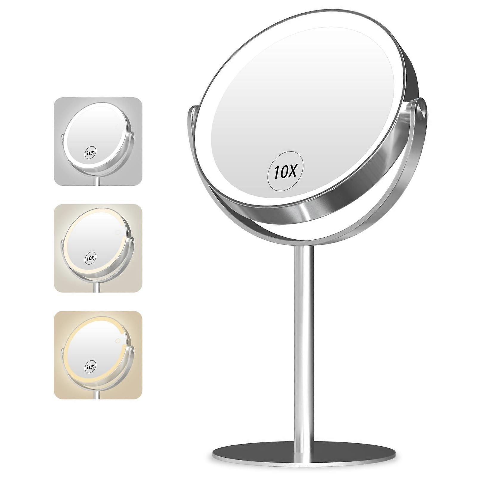 Tabletop Mount Magnifying Mirror 8 Inch Modern Design with Adjustable Height and Dual-Sided Reflection