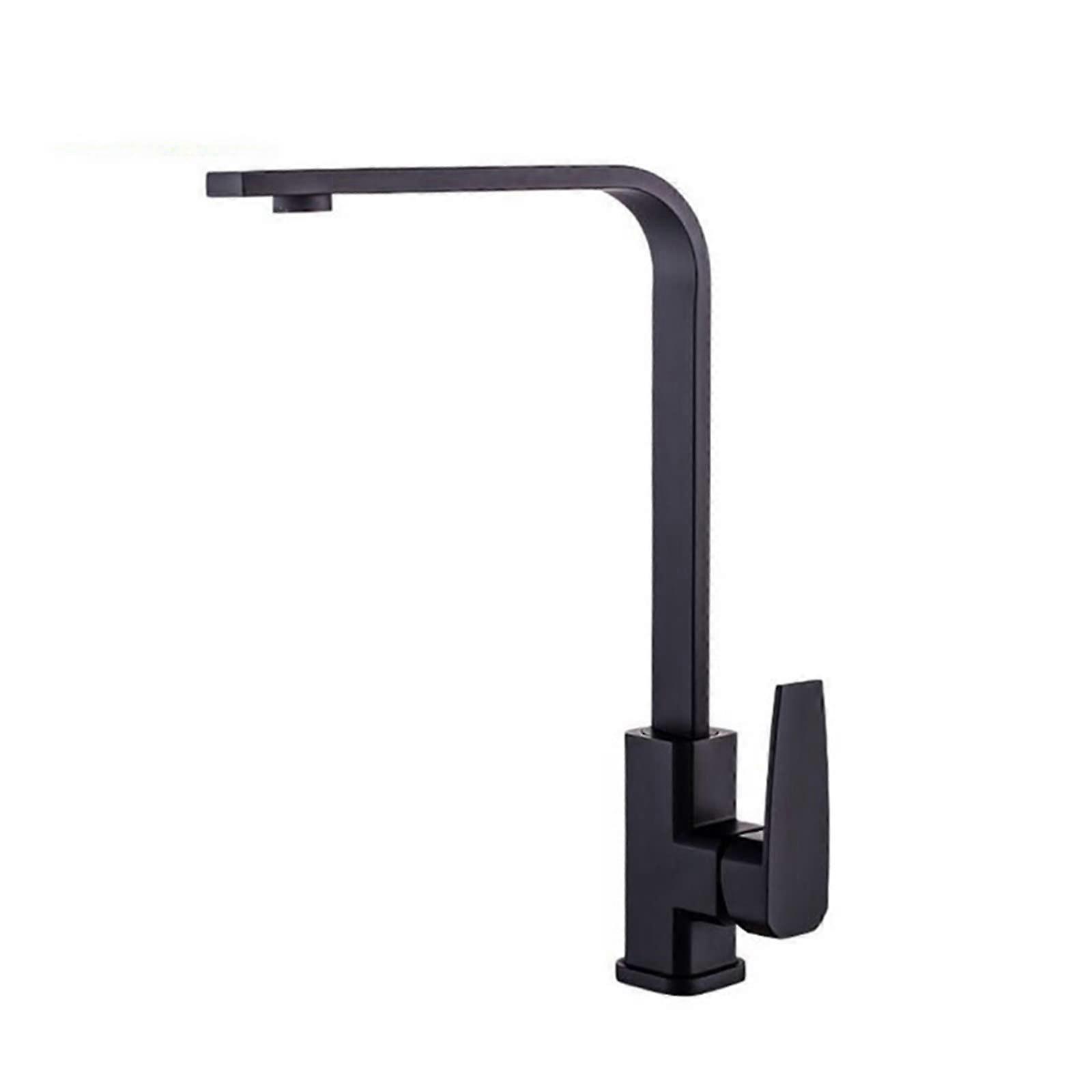 Matte Black 360° Rotate Kitchen Faucets Hot and Cold Water Mixer Deck Mounted Spout Single Handle Brass Water Taps (Color : Chrome)