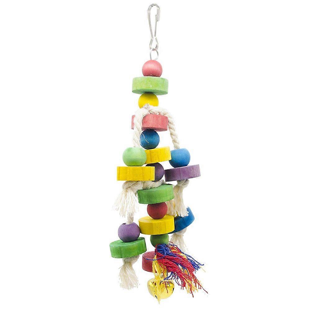 Round Block Birds Bite Playing Toy Parrot Cotton Rope String Toy Funny Bird String