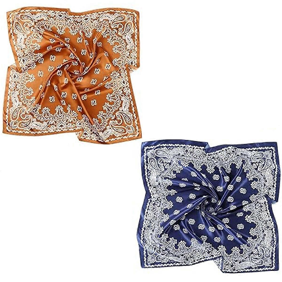 27.5ラージサテンスクエアヘッドスカーフ - 女性のための花のヘッドスカーフスクエアサテンヘアスカーフバンダナのような2個のシルク